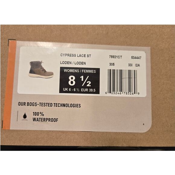 BOGS Juniper Hiker Waterproof Snow Boot Olive Green Speckled Tread 8.5 NIB - Picture 13 of 13